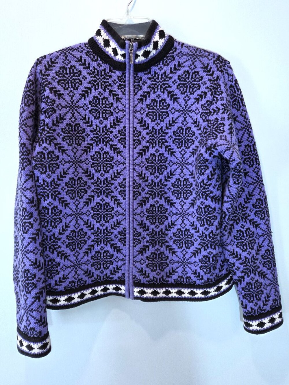 L.L. Bean Purple & Black Cotton Cardigan Sweater Size S